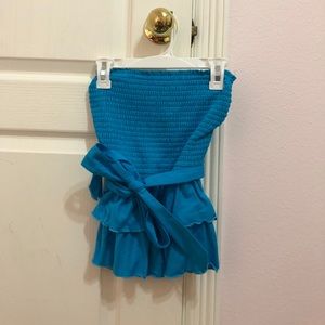 Strapless blue top!